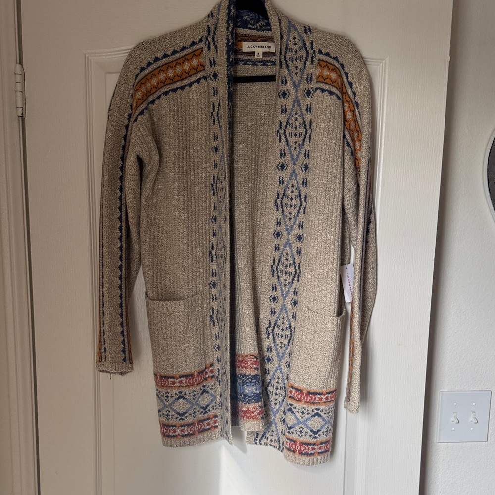 NWT Cozy Lucky Brand patterned knitted oversize sweater Medium